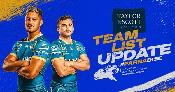 Team List Update - Rabbitohs v Eels, Round 16 | Eels