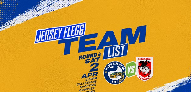 Jersey Flegg Cup Team List - Eels v Dragons, Round Four