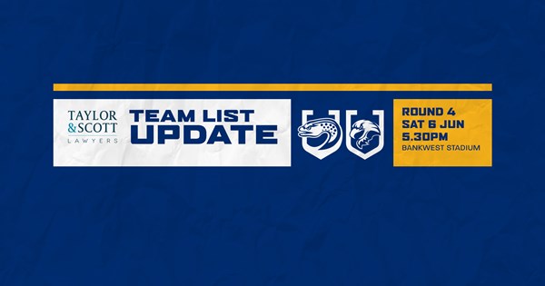 Team List Update: Eels v Sea Eagles, Round Four | Eels