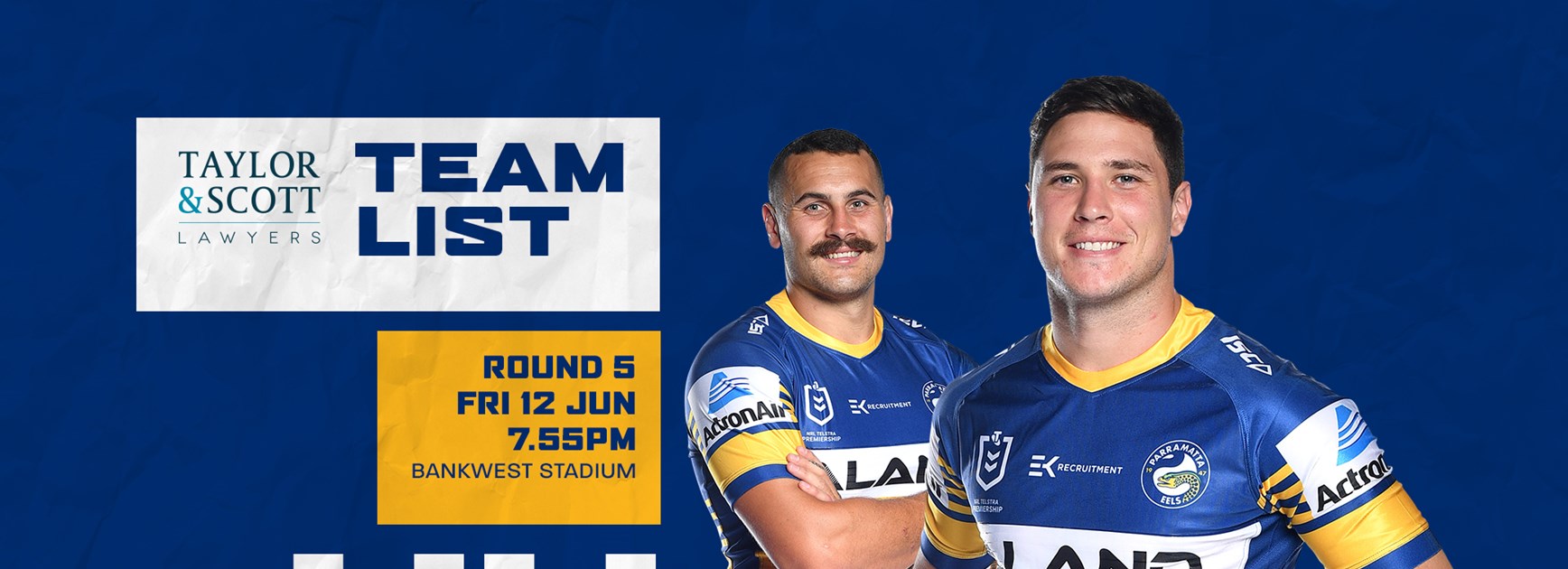Eels v Panthers, Round Five Team List