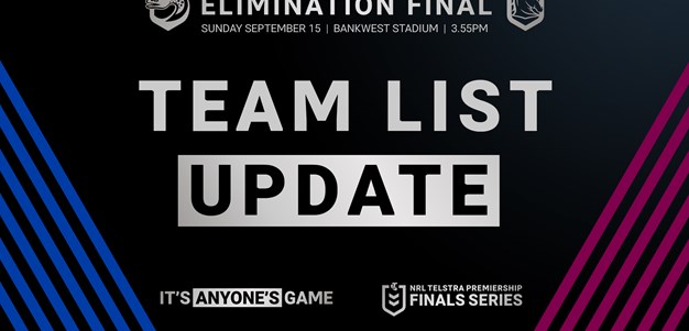 Team List Update: Eels v Broncos, Elimination Final
