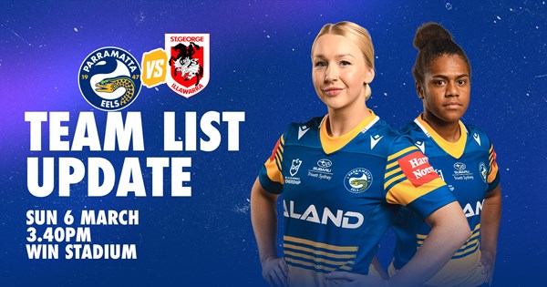 NRLW Team List Update - Dragons v Eels, Round Two | Eels