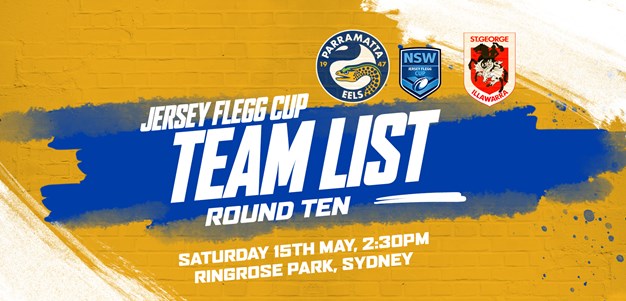 Jersey Flegg Cup Team List - Eels v Dragons, Round Ten