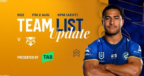NRL Team List Update: Round 22 | Eels