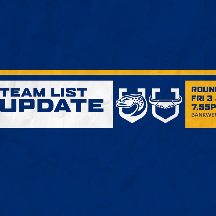 Team List Update: Eels v Cowboys, Round Eight