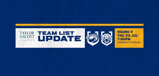 Team List Update: Eels v Wests Tigers, Round 11