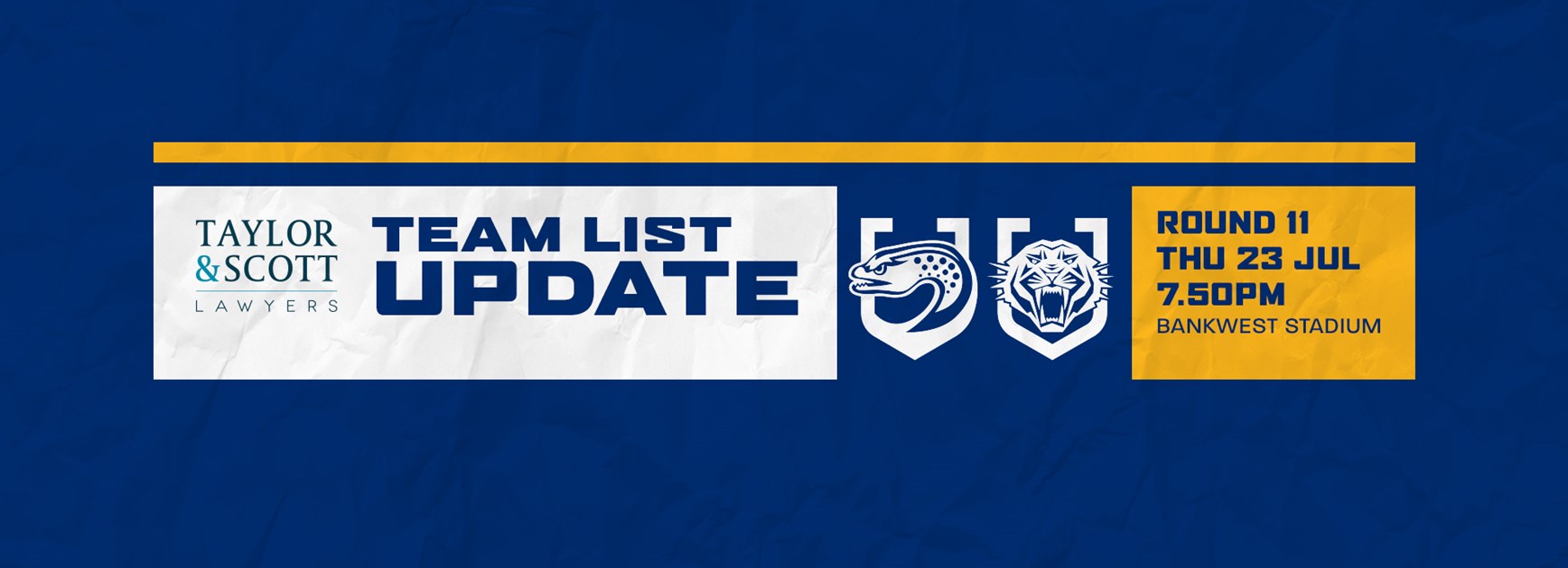 Team List Update: Eels v Wests Tigers, Round 11