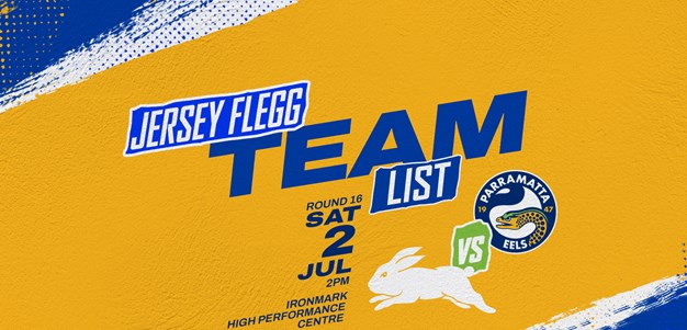 Jersey Flegg Cup Team List - Rabbitohs v Eels, Round 16