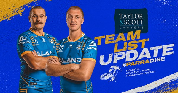 Team List Update - Sea Eagles v Eels, Round 21 | Eels