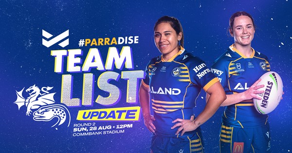 NRLW Team List Update - Round Two Eels v Dragons | Eels