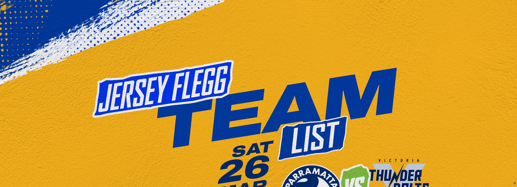 Jersey Flegg Team List -  Thunderbolts v Eels, Round Three