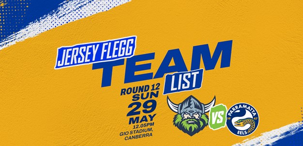 Jersey Flegg Cup Team List - Raiders v Eels, Round 12