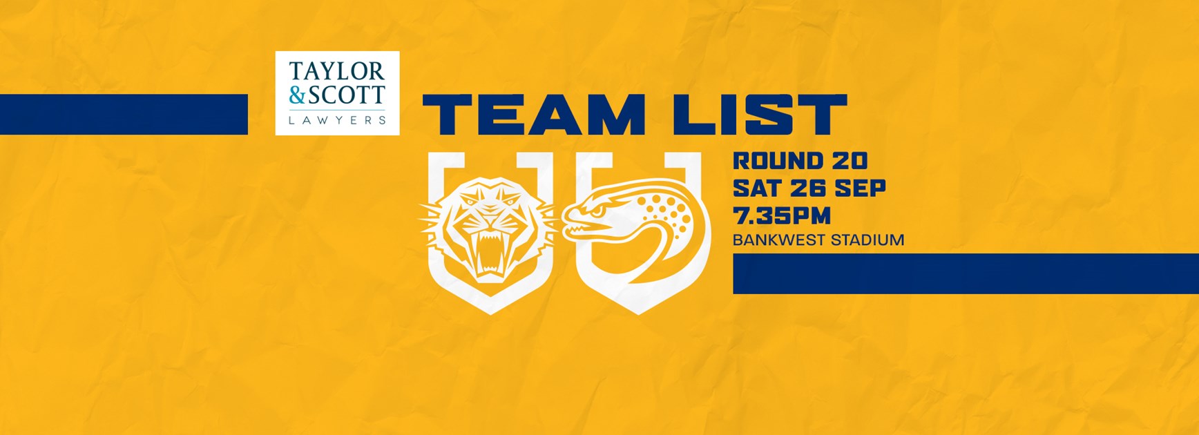 Team List: Wests Tigers v Eels, Round 20