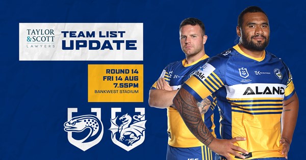 Team List Update: Eels v Dragons, Round 14 | Eels