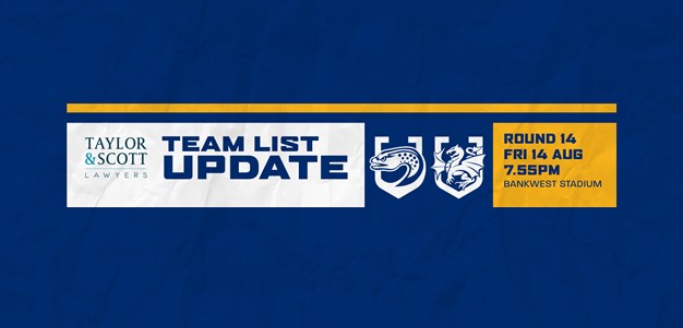 Team List Update: Eels v Dragons, Round 14