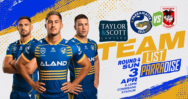 NRL Team List - Eels v Dragons, Round Four | Eels