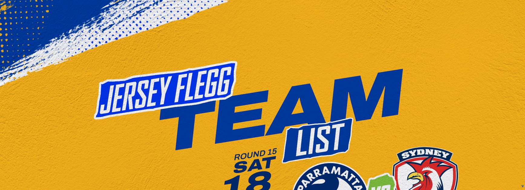 Jersey Flegg Cup Team List - Eels v Roosters, Round 15