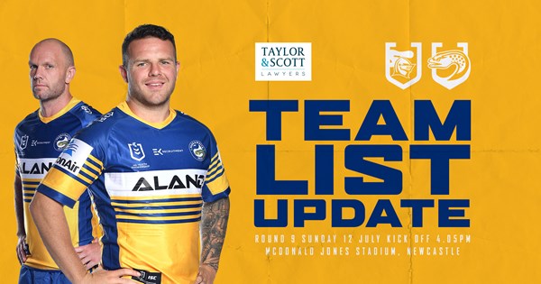 Team List Update: Knights v Eels, Round Nine | Eels