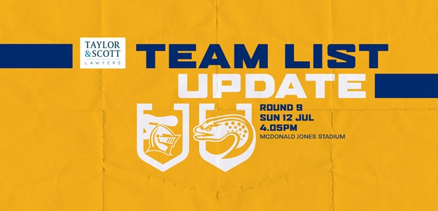 Team List Update: Knights v Eels, Round Nine