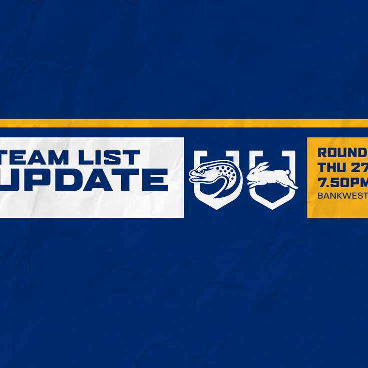 Team List Update: Eels v Rabbitohs, Round 16