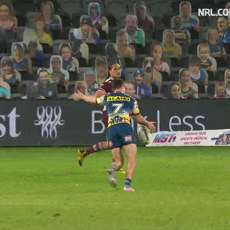 Moses slots a field goal to give the Eels a lead of seven