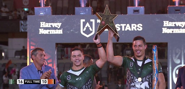 Maori All Stars celebrate with the trophy