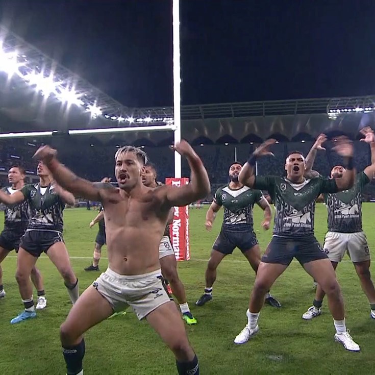 Maori celebrate with a haka post-match