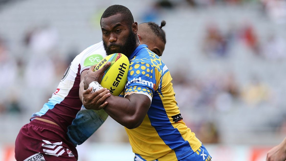 Semi Radradra on day one of the 2015 Dick Smith NRL Auckland Nines tournament. Photo: Grant Trouville © NRL Photos