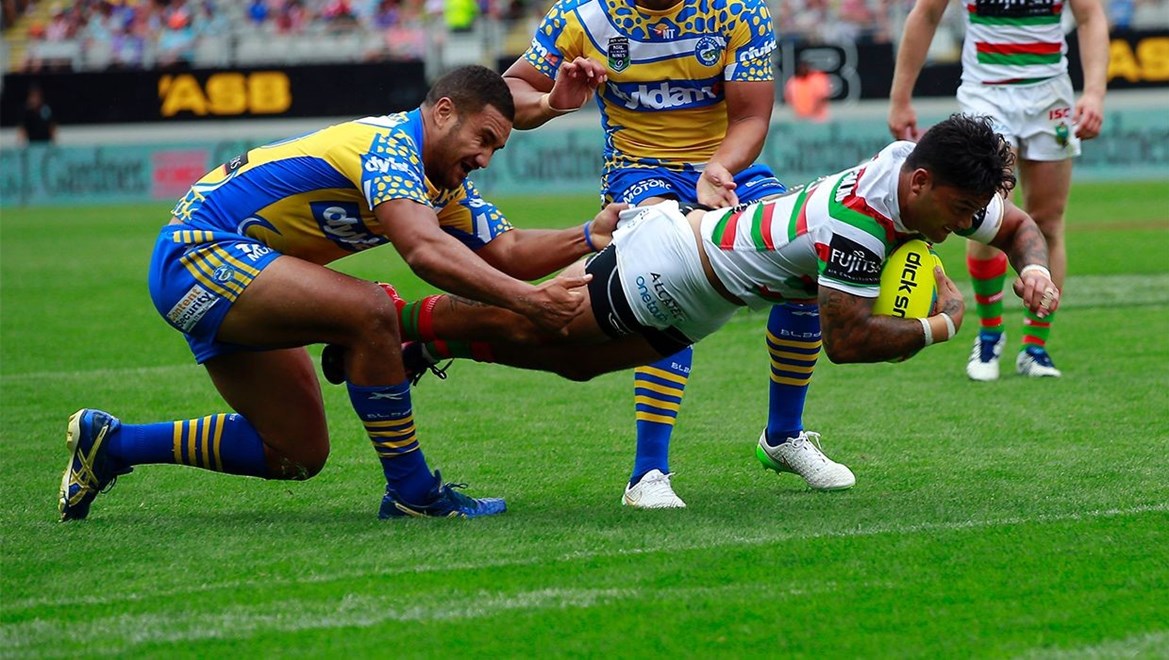 Dyldam Parramatta Eels forward Peni Terepo in action at the Auckland Nines. Photo by nrlphotos.com