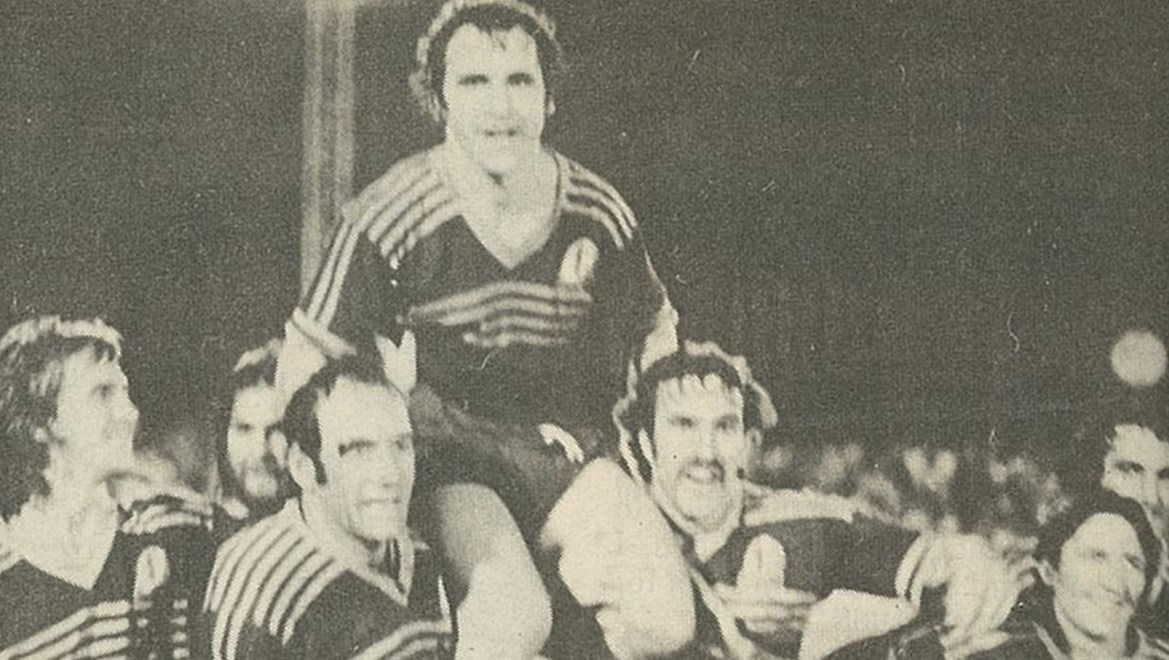 The Parramatta Eels celebrate their Wills Cup victory in 1975.