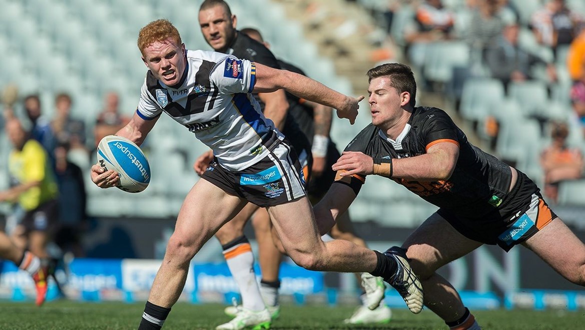 Wentworthville Magpies Intrust Super Premiership NSW Sam Gorman in action against the Wests Tigers in Round 23. Photo by Steve Christo