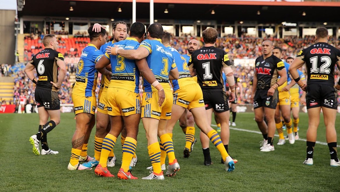 Parramatta Eels in action against the Penrith Panthers. Photo by Grant Trouville @ NRL Photos.