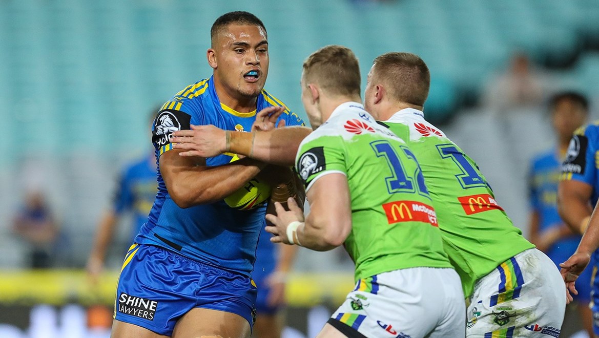 Competition - NYC. Round - Round 11. Teams - Parramatta Eels v Canberra Raiders. Date - 20th of May 2017. Venue - ANZ Stadium