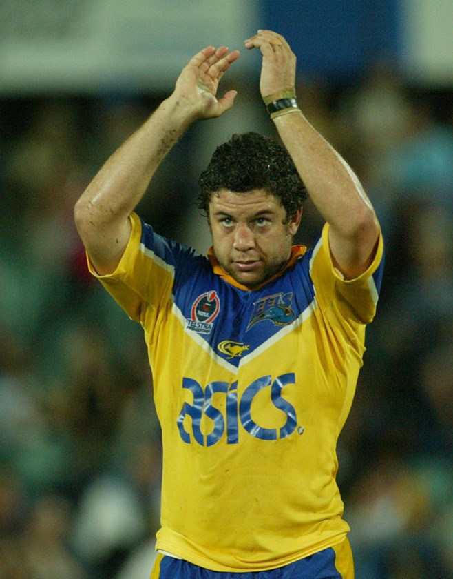 Nathan Cayless in the kit that inspired the Eels 2024 Retro Jersey.