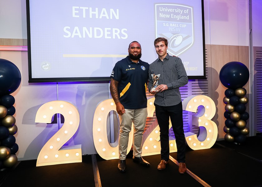 SG Ball Best & Fairest Player Ethan Sanders with Junior Paulo.