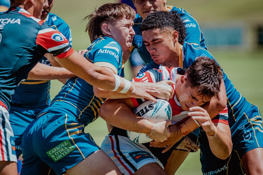 A physical contest between the Eels and Roosters.